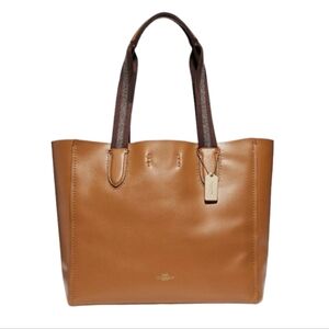 Coach Tan Leather Tote with Dark Brown Handles